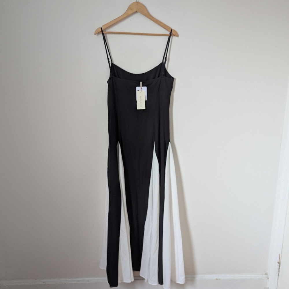 NWT Commense black white colorblock full skirt adjustable strap maxi dress gown - Picture 4 of 5